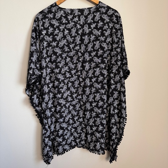 Bikini Village Women's Aztec Floral Beach Cover Up Top Black Large Vacation Pool - Picture 8 of 12